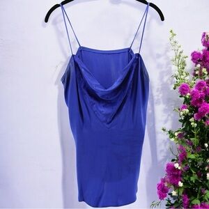 Y2K Vintage Elegant Blue Fairy Sequin Drape Front Chemise‎ Women’s Size M